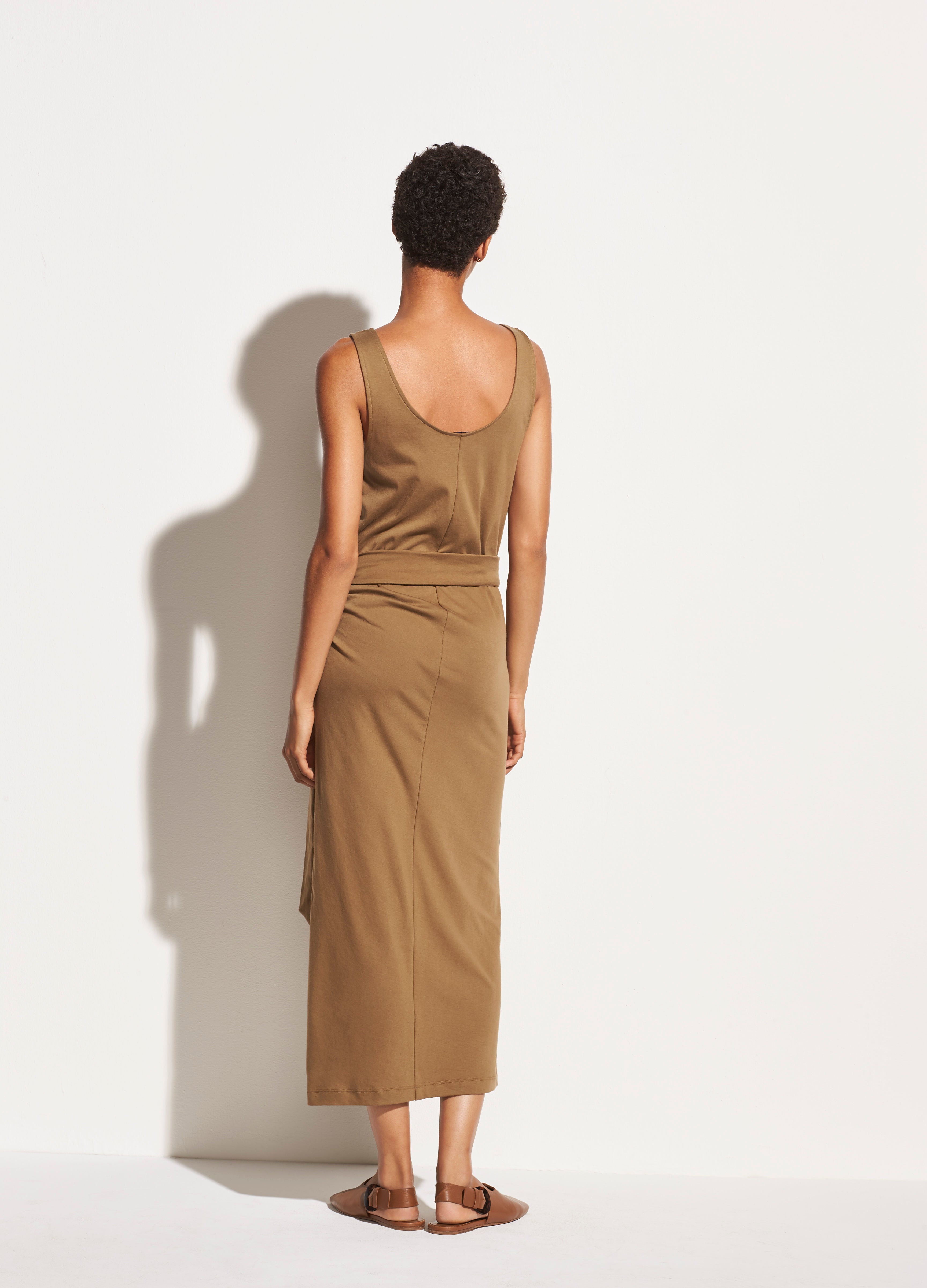 Vince | Sleeveless Wrap Dress in Timber | Vince Unfold